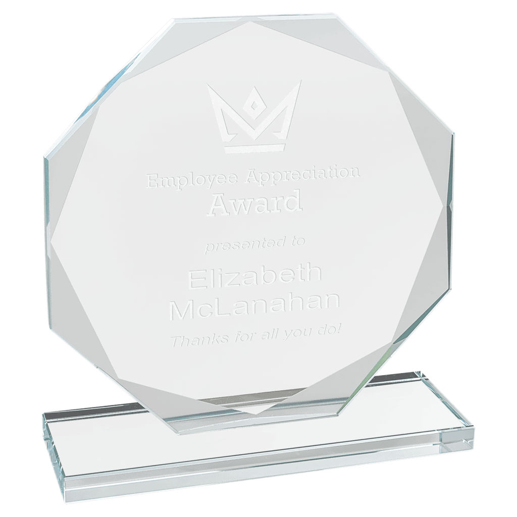 small octagon clear glass award