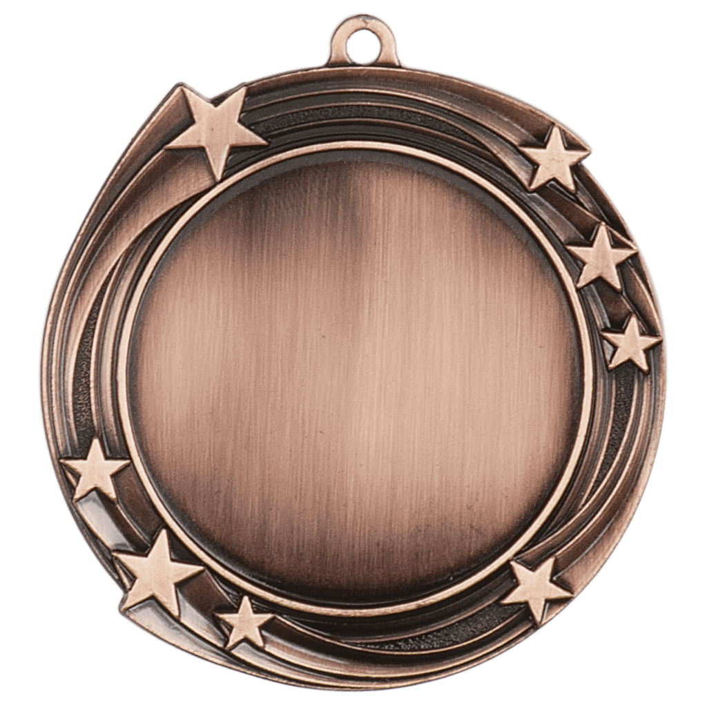 swirling star 2 insert holder medal antique bronze