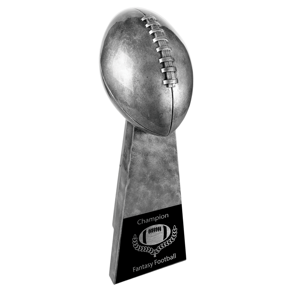 Silver football resin trophy