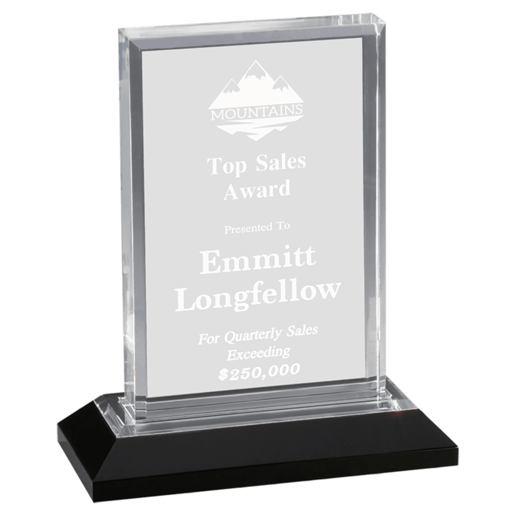silver beveled impress acrylic with base
