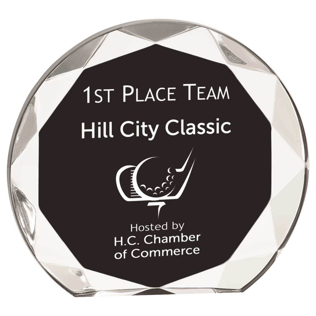 small round black acrylic award