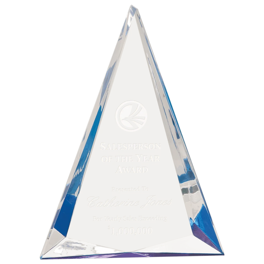 small blue pinnacle acrylic award