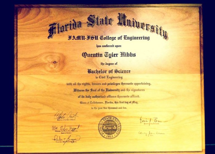 fsu diploma wood plaque