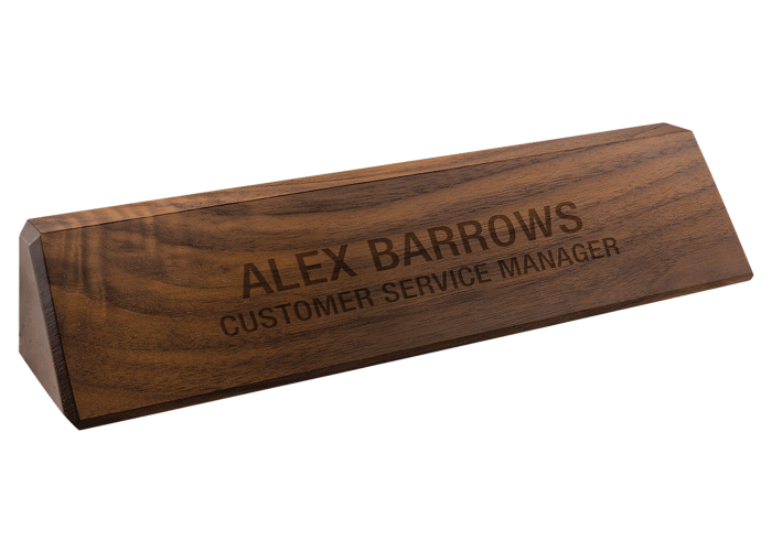 genuine walnut desk wedge nameplate